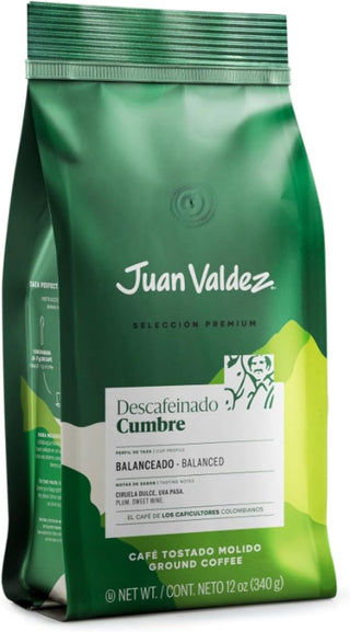 Café Molido Cumbre Descafeinado, Balanceado y Tostado de Colombia, Notas de ciruela y uva, Selección Premium | Bolsa de 340 g